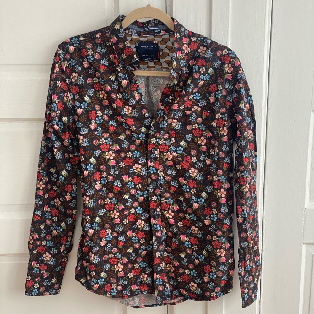 Denim & Flower Black Floral Men's Shirt